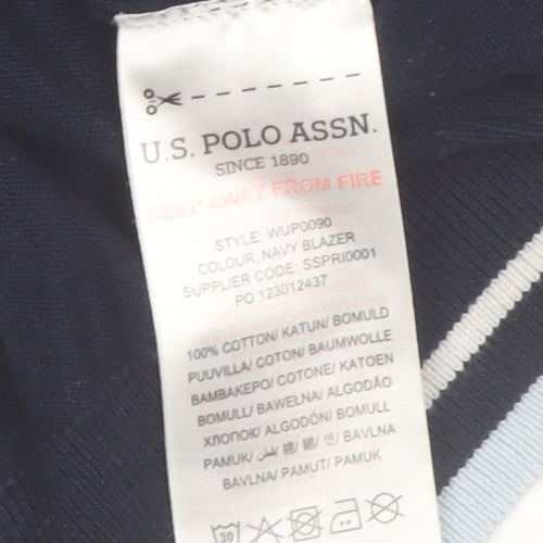 U.S. Polo Assn. Women's Navy Blue Cotton 1/4 Zip Jumper Size 14