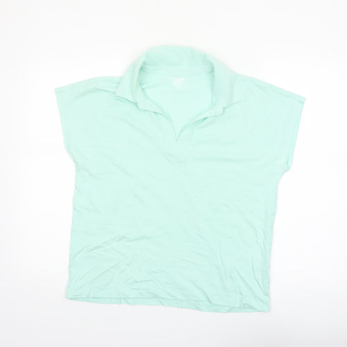 Lands' End Women's Green Cotton Polo Shirt Size M