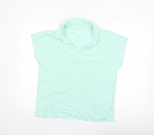 Lands' End Women's Green Cotton Polo Shirt Size M