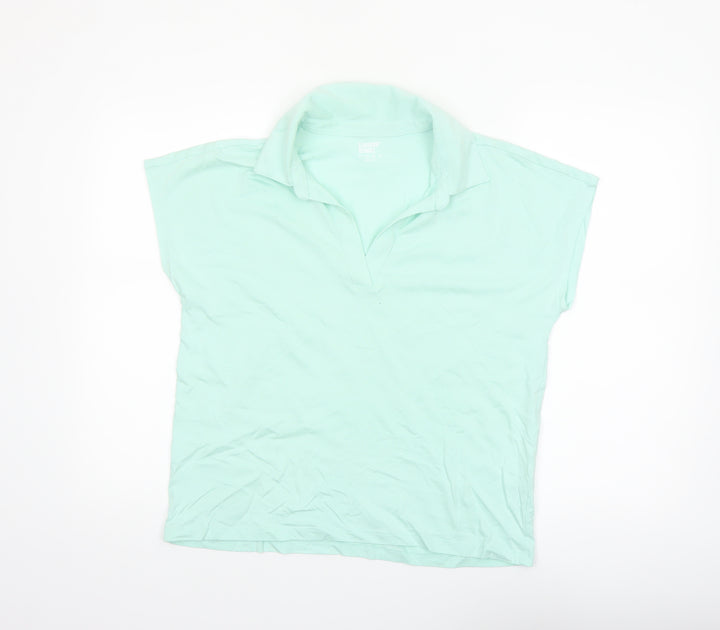 Lands' End Women's Green Cotton Polo Shirt Size M