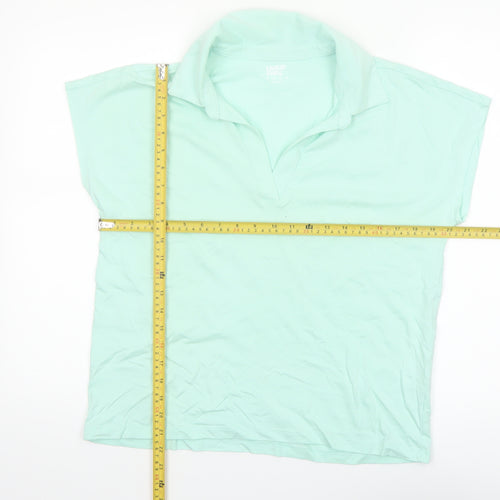 Lands' End Women's Green Cotton Polo Shirt Size M