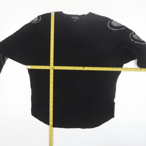 Blue Vanilla Women's Black Studded Mesh Sleeve Knit Jumper S