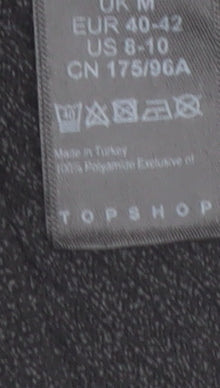 Topshop Women's Black High Neck Button Detail Knit Jumper Size M