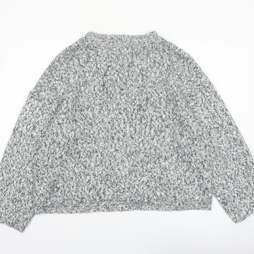Marks and Spencer Women's Grey XL Chunky Knit V-Neck Jumper