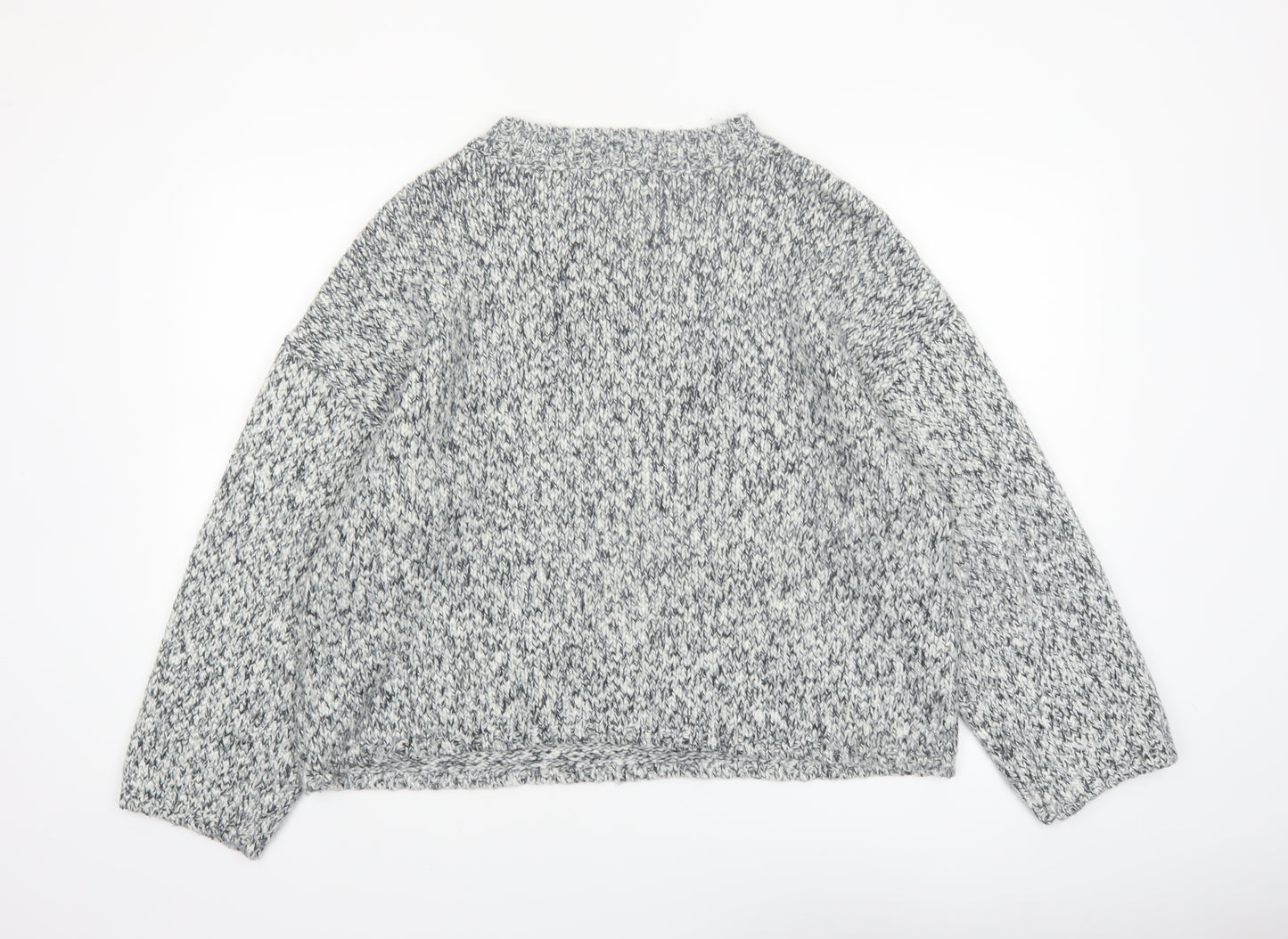 Marks and Spencer Women's Grey XL Chunky Knit V-Neck Jumper
