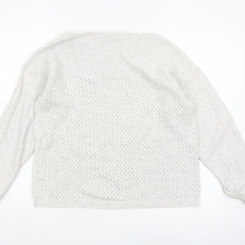 Fat Face Women's Ivory Open-Knit Cotton Jumper Size 12