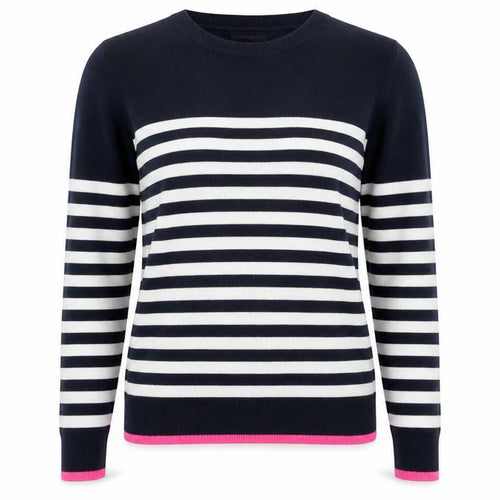Marks and Spencer Women’s Navy Stripe Crew Neck Jumper Size 10