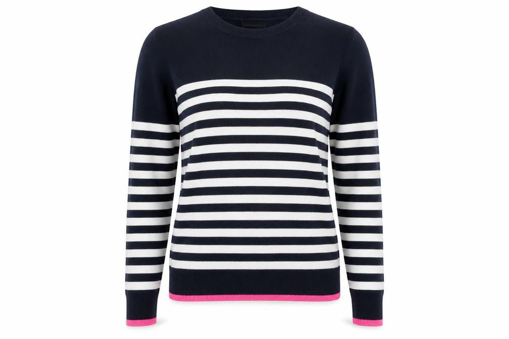 Marks and Spencer Women’s Navy Stripe Crew Neck Jumper Size 10