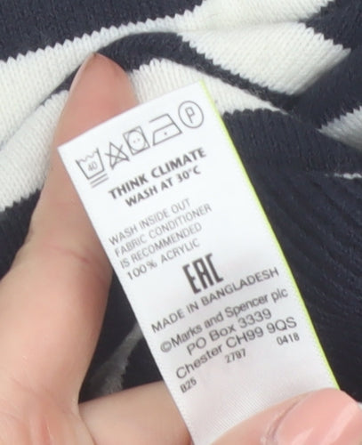 Marks and Spencer Women’s Navy Stripe Crew Neck Jumper Size 10