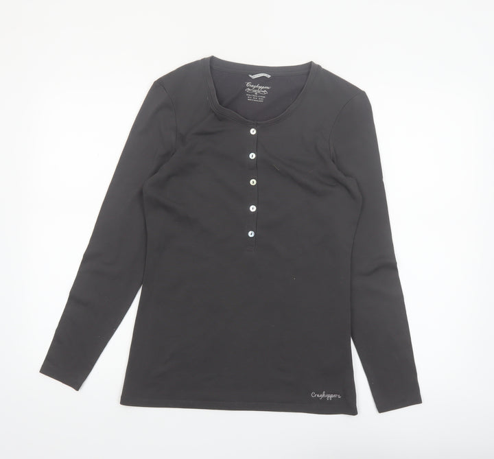 Craghoppers Womens Black Long Sleeve Button-Up Top UK 12
