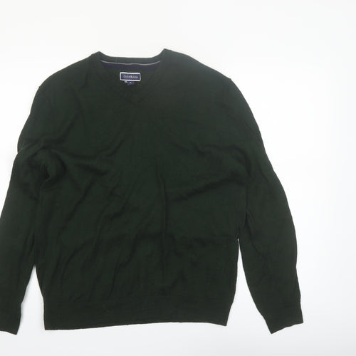 Club Room Men's Green Lambswool V-Neck Jumper XL Classic Fit