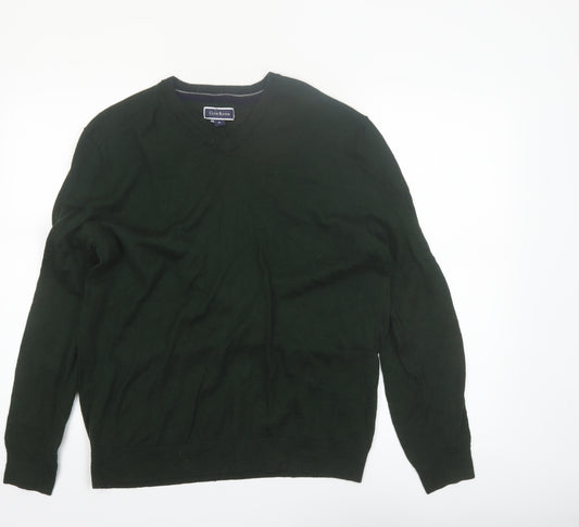 Club Room Men's Green Lambswool V-Neck Jumper XL Classic Fit