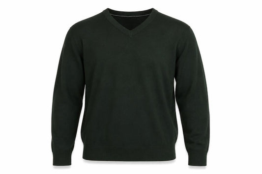 Front view of Club Room Men's Green Lambswool V-Neck Jumper XL Classic Fit