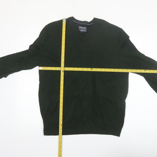 Club Room Men's Green Lambswool V-Neck Jumper XL Classic Fit