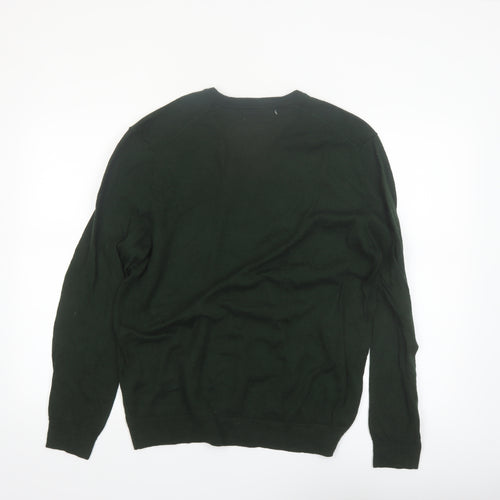 Club Room Men's Green Lambswool V-Neck Jumper XL Classic Fit