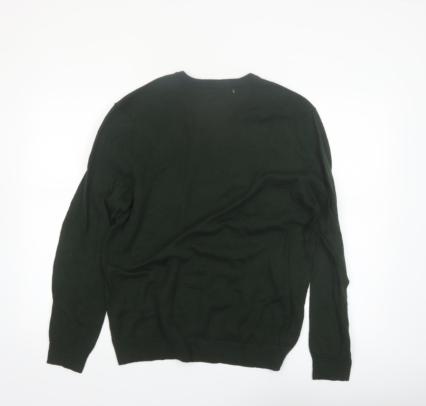Club Room Men's Green Lambswool V-Neck Jumper XL Classic Fit