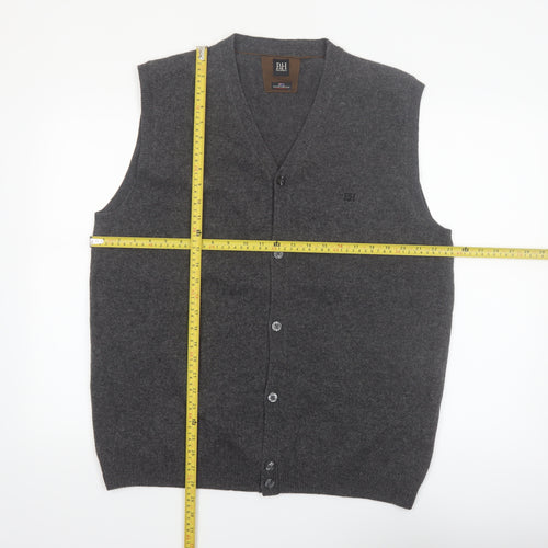 Pedro del Hierro Men's Grey Wool Button Vest 2XL Classic Knit