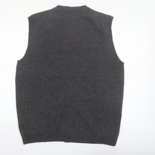 Pedro del Hierro Men's Grey Wool Button Vest 2XL Classic Knit