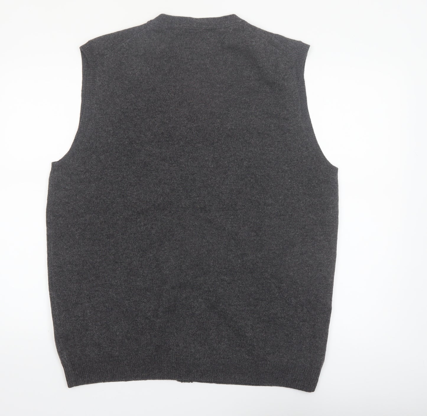 Pedro del Hierro Men's Grey Wool Button Vest 2XL Classic Knit