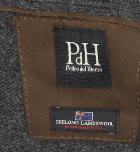 Pedro del Hierro Men's Grey Wool Button Vest 2XL Classic Knit