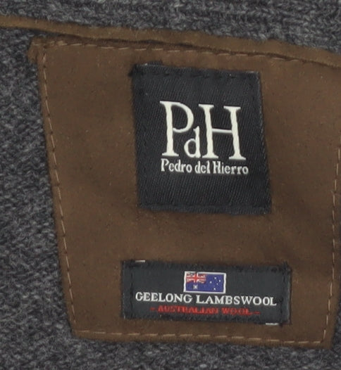 Pedro del Hierro Men's Grey Wool Button Vest 2XL Classic Knit