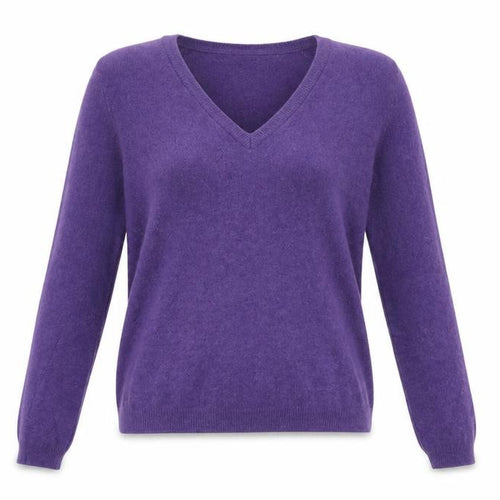 United Colors of Benetton Women's Purple Wool V-Neck Jumper Size 8