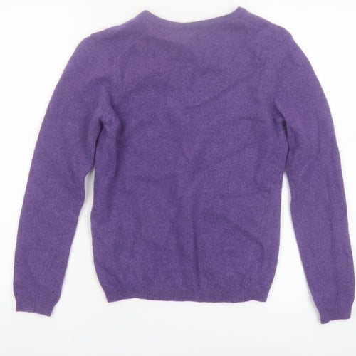 United Colors of Benetton Women's Purple Wool V-Neck Jumper Size 8