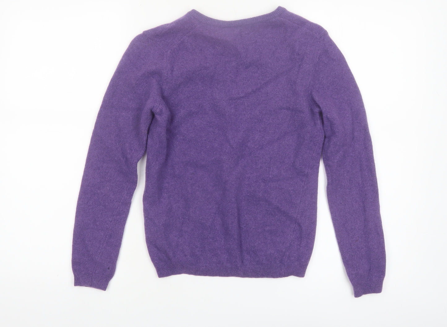United Colors of Benetton Women's Purple Wool V-Neck Jumper Size 8