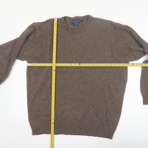 Atlantic Bay Men's Brown Lambswool Crew Neck Jumper Size L