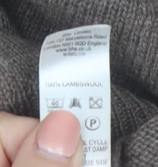 Atlantic Bay Men's Brown Lambswool Crew Neck Jumper Size L