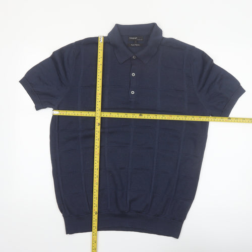 Marks and Spencer Autograph Men’s Blue Merino Wool Slim Fit Polo L