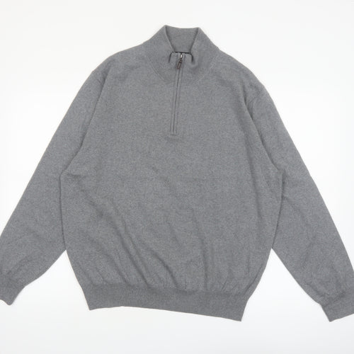 Jos. A. Bank Men’s Grey Merino Wool 1/4 Zip Jumper Size L