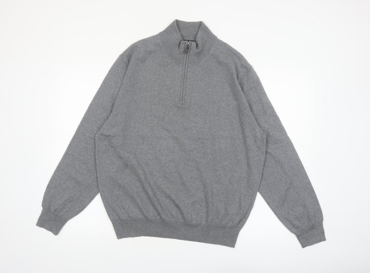 Jos. A. Bank Men’s Grey Merino Wool 1/4 Zip Jumper Size L