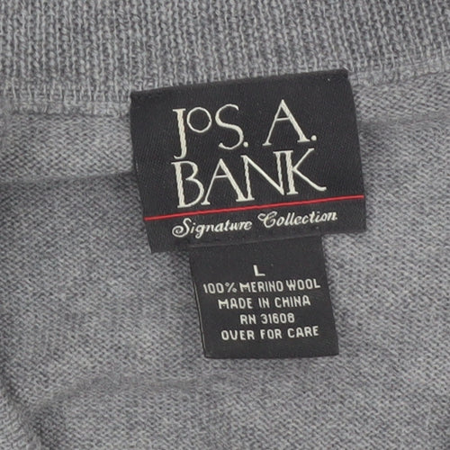 Jos. A. Bank Men’s Grey Merino Wool 1/4 Zip Jumper Size L