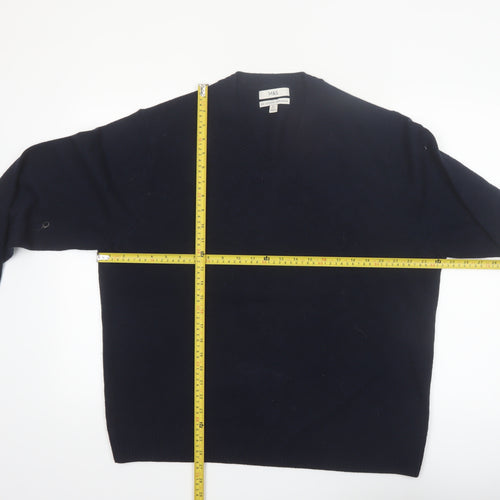 Marks and Spencer Men's Blue Wool V-Neck Jumper XL Regular Fit