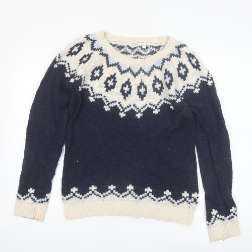 FatFace Womens Blue Fair Isle Cotton Jumper Size 12