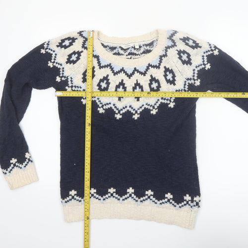 FatFace Womens Blue Fair Isle Cotton Jumper Size 12