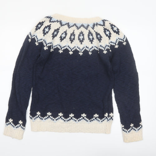 FatFace Womens Blue Fair Isle Cotton Jumper Size 12