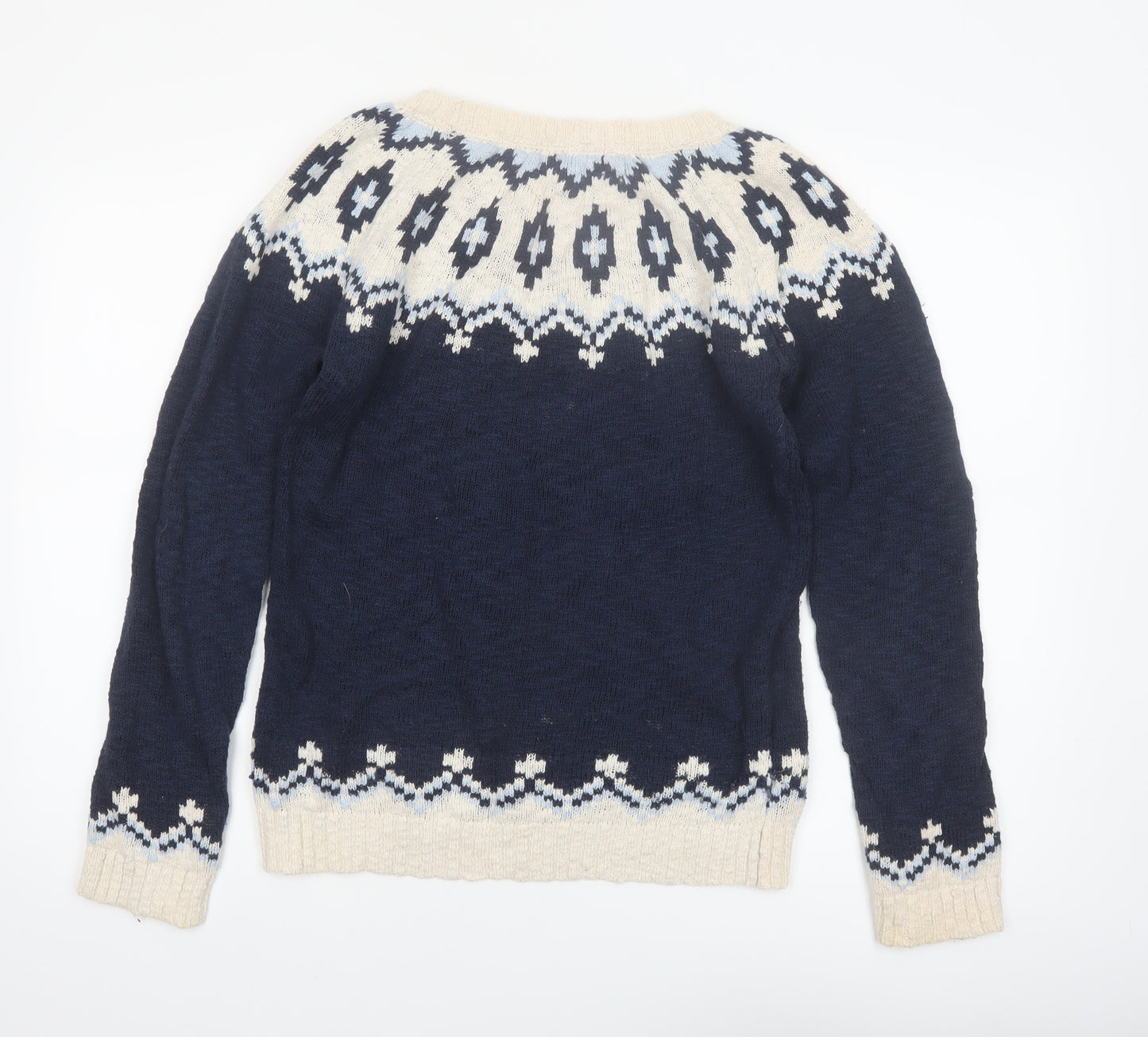 FatFace Womens Blue Fair Isle Cotton Jumper Size 12