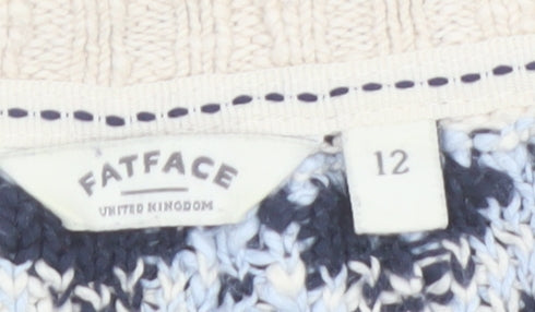 FatFace Womens Blue Fair Isle Cotton Jumper Size 12