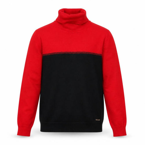 Calvin Klein Mens Red Black Roll Neck Jumper Size M