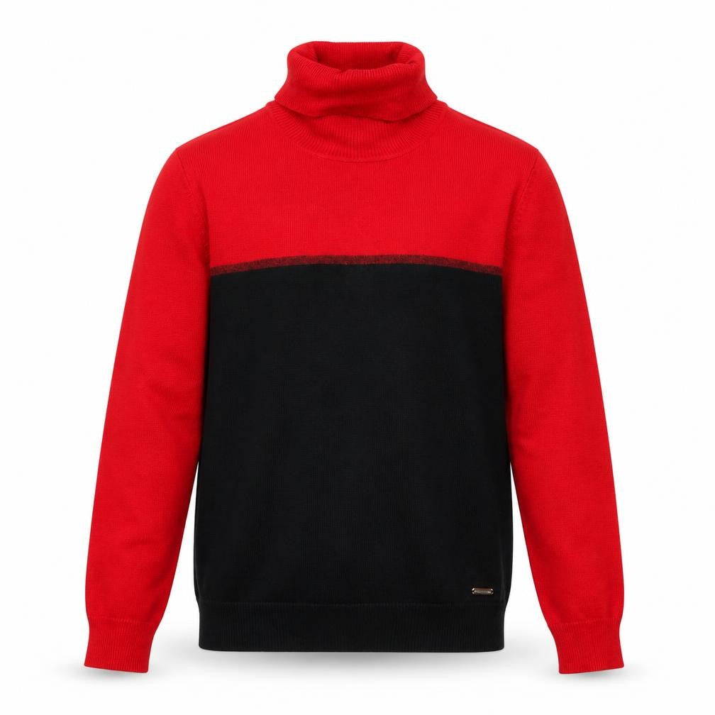 Calvin Klein Mens Red Black Roll Neck Jumper Size M