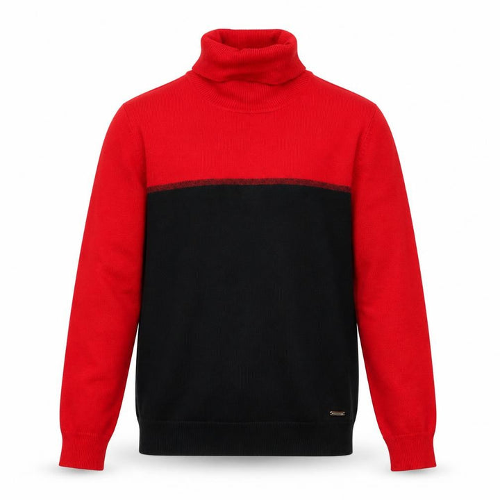Calvin Klein Mens Red Black Roll Neck Jumper Size M