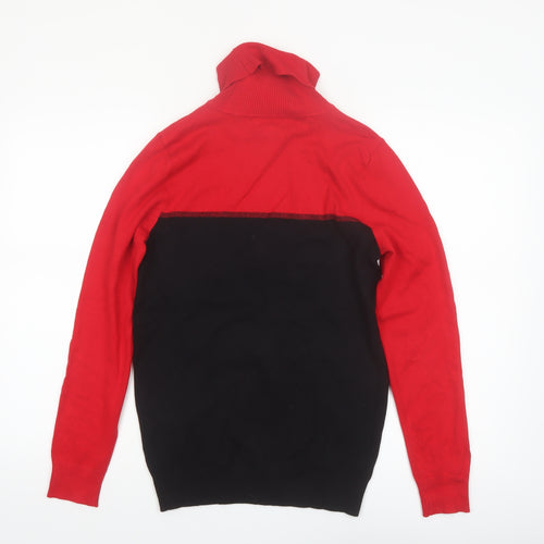Calvin Klein Mens Red Black Roll Neck Jumper Size M