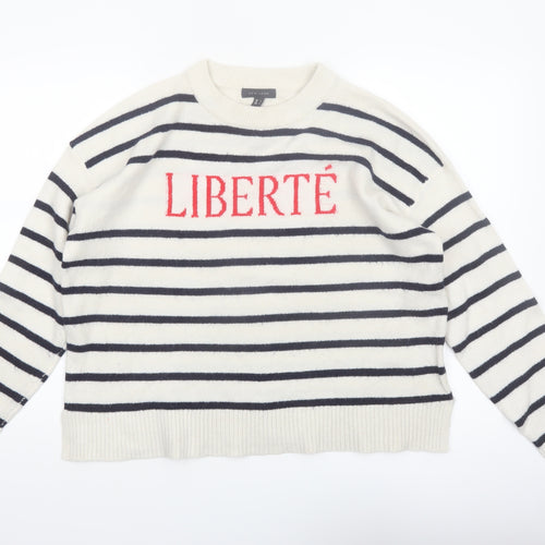New Look Women Ivory Striped Liberté Knit Jumper Size L