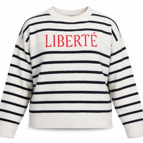 New Look Women Ivory Striped Liberté Knit Jumper Size L