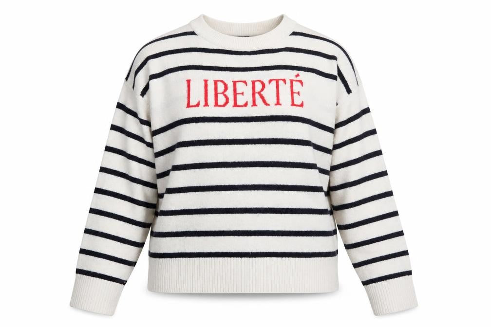 New Look Women Ivory Striped Liberté Knit Jumper Size L