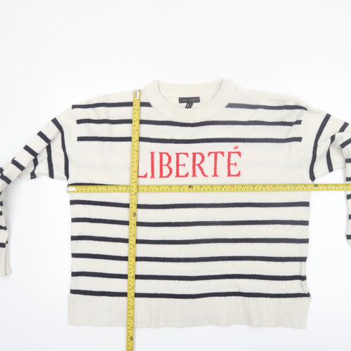 New Look Women Ivory Striped Liberté Knit Jumper Size L