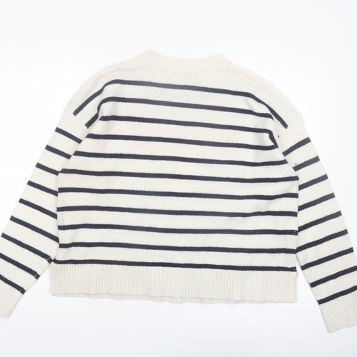 New Look Women Ivory Striped Liberté Knit Jumper Size L