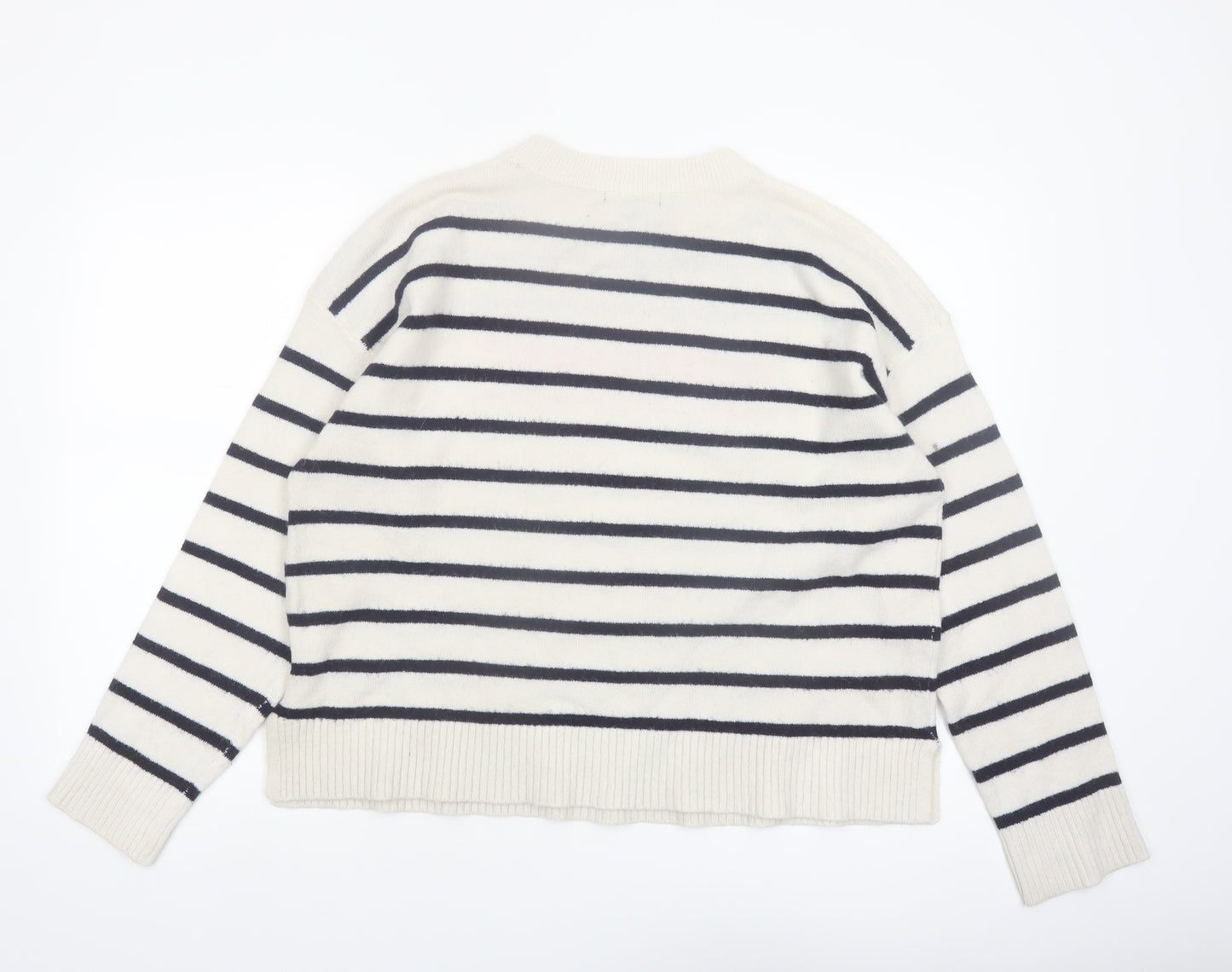New Look Women Ivory Striped Liberté Knit Jumper Size L